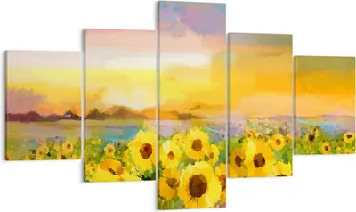 Produktbild von Bild auf Leinwand - Leinwandbild - Sonnenblumen Blume - 125x70cm - Wand Bild - Wanddeko - Leinwanddruck - Bilder - Kunstdruck - Wanddekoration - Leinwand bilder - Wandkunst - EA125x70-3775