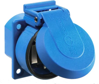 Produktbild von as-Schwabe Schutzkontakt-Einbaudose Blau mit Klappdeckel 230V 16A IP54