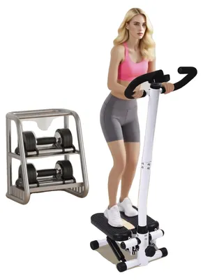 Productafbeelding van Fitness stepper, draagvermogen 150 kg, afmetingen 29 x 39 x 110 cm, lengte weerstandsband 90 cm, ergonomisch ontwerp, stille werking