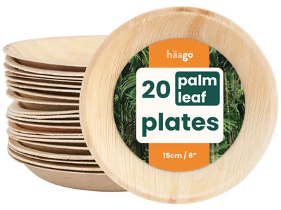 20 Palmblatt Dessertteller rund 15 cm – natürlich, biologisch abbaubar