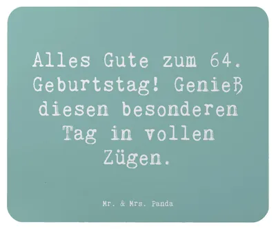 Produktbild von Mr. & Mrs. Panda Mauspad Spruch 64. Geburtstag - Meeresbrise - Geschenk, laptop mousepad, Geburtstagsgeschenk, Alter, Mouse Pad, pc, Freude, computer, Happy Birthday