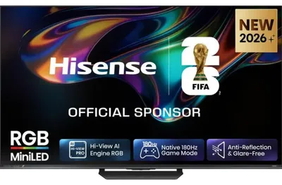 Produktbild von Hisense 65 '' UR8DS | RGB MiniLED Smart TV 4K 180 Hz, 165,1 cm (65"), 3840 x 2160 Pixel, DLED, Smart-TV, WLAN, Schwarz