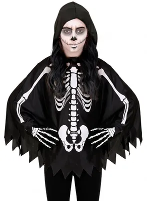 Immagine prodotto di Poncho scheletro - Lancio bianco e nero con ossa