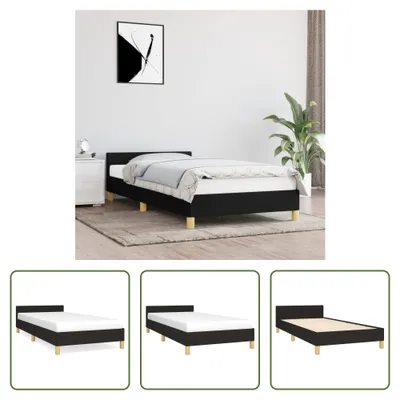 Immagine prodotto di The Living Store Struttura letto con testiera nera 90x200 cm in tessuto