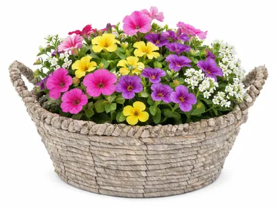 Produktbild von Mega Collections Blumen-/Pflanzkorb Sneek - grau - Weide - D33 x H15 cm - Blumentopf/Pflanztopf