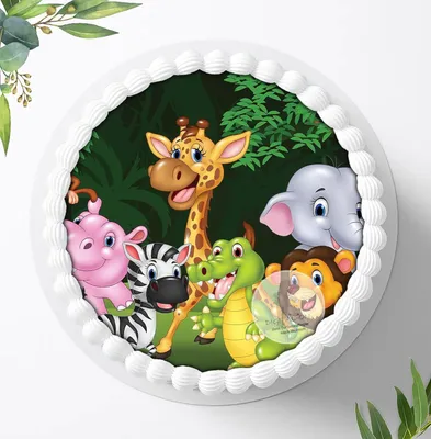 Produktbild von Für die Geburtstags Torte ein Tortenaufleger, Zuckerbild mit dem Motiv: Safari, Essbares Foto für Torten, Fondant, Ø 20cm, 0767c