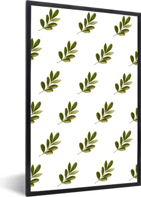 Produktbild von MuchoWow® MuchoWow® Gerahmtes Poster Blätter - Muster - Grün 60x90 cm - Poster mit zchwarzem Bilderrahmen - Kunst