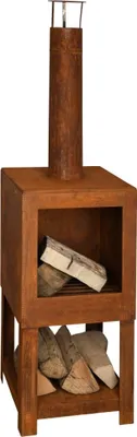 Obrázek produktu pro Esschert Design Zahradní krb s úložištěm na dřevo rezavý FF298, 421282 Esschert Design HangarStore.cz