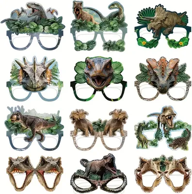 Imagen del producto de Gafas para niños con temática de dinosaurios, paquete de 12 unidades, accesorios para fiestas de dinosaurios, uni, ideales para celebraciones de cumpleaños