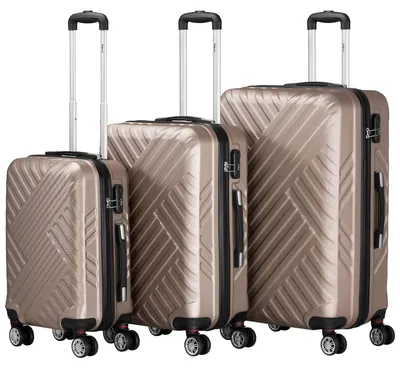 Produktbild von Reisekoffer Koffer-Set Trolley - 3-teilig - Hartschale ABS - Champagner - 20, 24, 28 Zoll