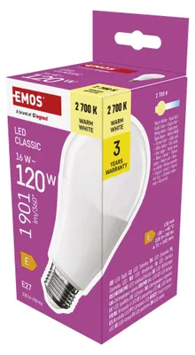 LED žárovka Classic A70 / E27 / 16 W (120 W) / 1901 lm / teplá bílá