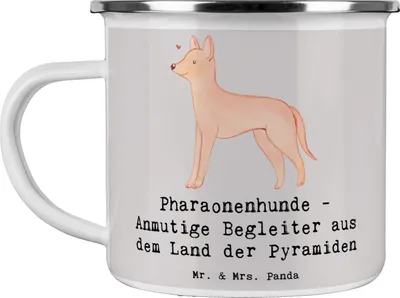 Produktbild von Mr. & Mrs. Panda Teetasse Pharaonenhund Freunde - Grau Pastell - Geschenk, Blechtasse, Historische Bedeutung, Hunderasse, Hunderassen Pflege, Treue, Vielfalt, Pott