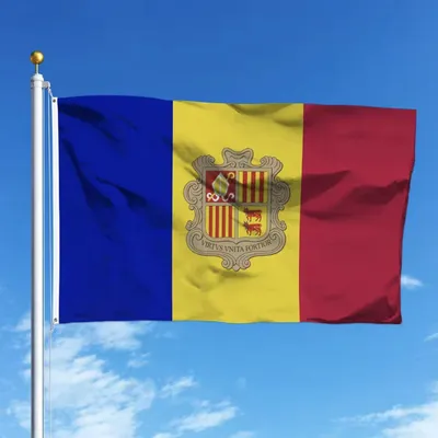 Zdjęcie produktu dla Flaga Andory – Flaga andorskiej – 150/90 cm – Poliester – Flagi – Kraje – Andora – Trójkolorowa flaga – CHPN
