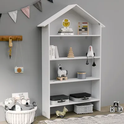 Produktbild von VCM Holzregal stehend | platzsparendes Kinder Haus Regal | Maße: H. 160 x B. 103 x T. 23 cm | Aufbewahrungsregal | Bücherregal | Standregal – Italu