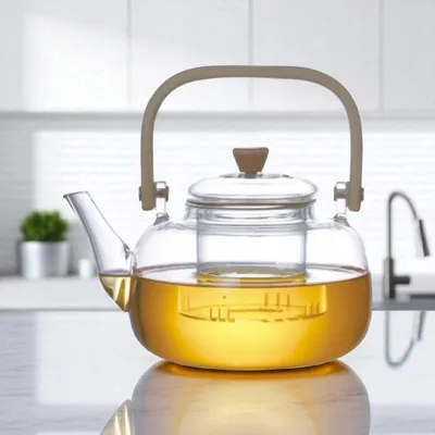 Produktbild von Zellerfeld T147 Glas Teekanne 1L mit Bambusgriff