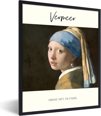 Produktbild von MuchoWow® Gerahmtes Poster Kunst - Das Mädchen mit dem Perlenohrring - Johannes Vermeer 60x80 cm - Poster mit Schwarzem Bilderrahmen Wandposter Rahmen Foto Bilder - Premium - Wanddeko Wohnzimmer