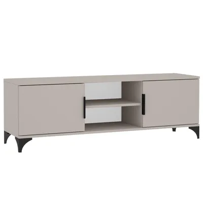 Produktbild von BEAUTYSOFA | TV-Schrank HOME Modernes Lowboard in Kaschmir, Fernsehtisch mit 2 Türen und Offenen Ablagen, mit Griffen