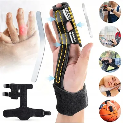 Produktbild von Fingerschiene Fingerstütze Finger-und Mittelhandschienen Verstellbare Fingerorthese Aluminiumplattenstütze für Boxerfraktur Verstauchung Arthritis