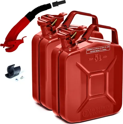 Produktbild von BW® Kraftstoffkanister Metall Benzinkanister 2x 5 Liter mit Ausgießer - Rot RAL 3000 - UN-Zulassung - Hergestellt in Europa