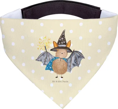 Produktbild von Mr. & Mrs. Panda Bandana Fledermaus Zauberer - Gelb Pastell - Geschenk, Hundehalstuch, Lustige Sprüche, Hunde Halstuch, Für, Magier, Frauen, Hundetuch, Reinsteigern, Hund