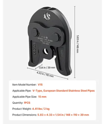 Productafbeelding van Krimptangen, verzinkt staal, compatibel met V-vormige buizen, 15 mm