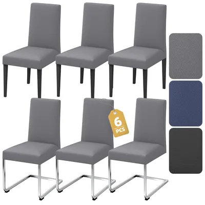 Produktbild von Verdego Stretch-Stuhlhussen 6er-Set, Esszimmerstuhlbezug, Wasserabweisend Waschmaschinenfest, Stuhlbezug für Zuhause, Restaurant Hochzeit, Dunkelgrau