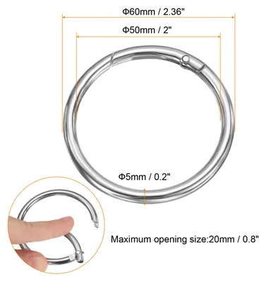 Produktbild von 2 Stš¹ck Runder Karabiner 60mm, Universeller Premium-Schlš¹sselanh?nger Geeignet fš¹r DIY-Schlš¹sselanh?nger, Rucks?cke, Geldb?rsen, Handtaschen, Silber
