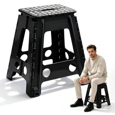 Klappbarer Tritt Hocker 45 cm, schwarz, bis 150 kg, rutschfest