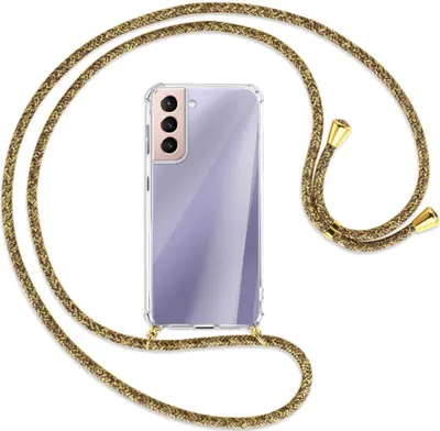 Produktbild von Handykette Backcover-Schutzhülle mit Band (Metall goldfarben) für Samsung Galaxy S21 5G - braun+beige
