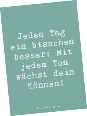 Produktbild von Mr. & Mrs. Panda Postkarte Spruch Ein neues Musikinstrument lernen - Meeresbrise - Geschenk, Postkarten, Fotokarte, Ansichtskarte, Vertrauem, Musikalischer Fortschritt