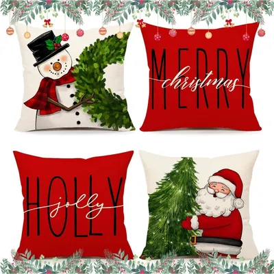 Produktbild von Wulcea Weihnachtskissen Kissenbezug Weihnachten 40x40 cm Weihnachtsschmuck