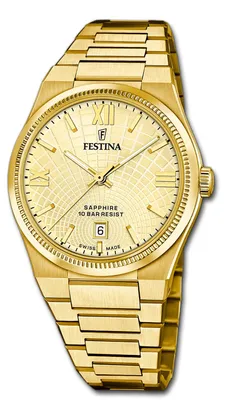 Obrázek produktu pro Pánské hodinky Festina, švýcarská výroba, náramek z nerezové oceli, zlatá barva, model D3UF20057/2