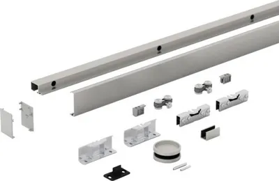 Obrázek produktu pro Kování pro posuvné dveře Pertura Selir pro dřevěné/skleněné dveře 2 m s mušlovým úchytem, nerez
