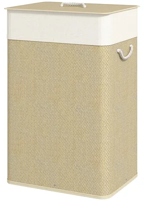 Produktbild von HOMCOM Bambus Wäschekorb mit Deckel 72 L Wäschesammler mit Seilgriffen