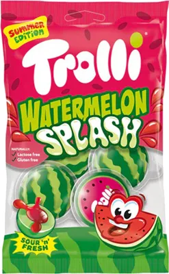 Image de Trolli Pastèque Splash 4 bonbons gélifiés à cœur liquide 75g