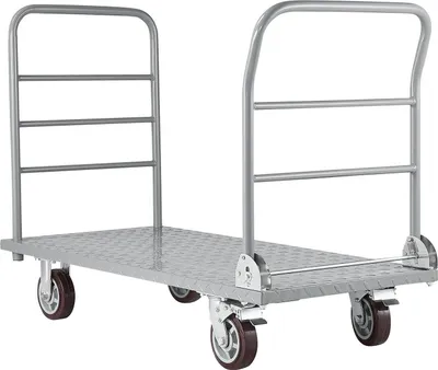 Zdjęcie produktu dla Wózek platformowy, nośność 1202,02 kg, wytrzymały wózek z płaską platformą, zdejmowaną barierką ochronną i obrotowymi kółkami, składany wózek ręczny, do transportu artykułów spożywczych, do garażu, magazynu, wymiary 1220 x 610 x 920 mm