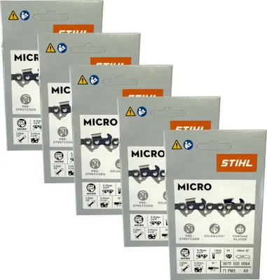 Image de Stihl 5x 1/4" Picco Micro 3 (PM3) chaîne de scie 30 cm 1/4" P 1,1 mm 64 TG 5 pièces ( 5x 36700000064 )