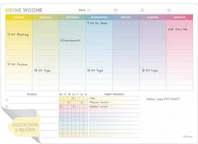 Produktbild von Wandtafel mit A4-Format, To-Do-Liste und Habit-Tracker - Selbstklebender Planner für Wand und Kühlschrank