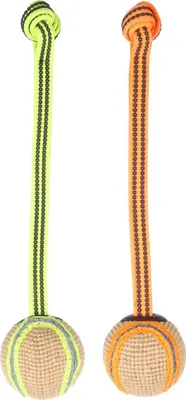 Immagine prodotto di Fenicottero giocattolo per cani Juru corda con palla colore neon
