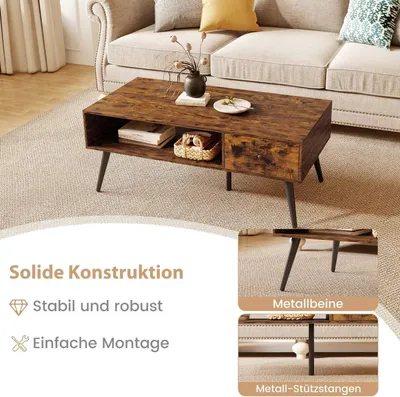 Obrázok produktu pre Konferenčný stolík so zásuvkou a otvorenou policou, 109 x 55 x 39,5 cm