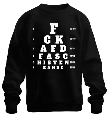 Productafbeelding van F*CK AFD, FASCISTENBEND. Statement-trui met sarcasme-opdruk. Zweetshirt/pullover, zwart, maat L