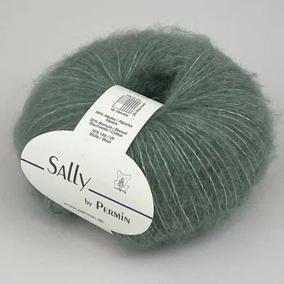 Immagine prodotto di Sally by Permin – Filato soffice in alpaca superfine, cotone e merino (175 m/50 g) (12 salvia)