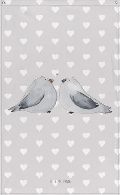 Produktbild von Mr. & Mrs. Panda Wandbild Turteltauben Liebe - Grau Pastell - Geschenk, Wandteppich, Tapisserie, Tauben, Tapestry, Hängedeko, Wandbehang, Hochzeitstag, Freundin, Paar