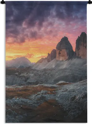 Produktbild von MuchoWow® Wandteppich Wandbehang Felsen - Berg - Sonnenuntergang - Landschaft 60x90 cm Tapisserie Dekoration Wandtuch - Foto-Teppich - Abwaschbar