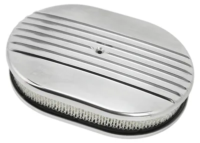 Image de Kit de remplacement pour filtre à air ovale de 30 cm en alliage d'aluminium poli à demi-ailettes pour Ford