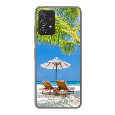 Produktbild von MuchoWow® Handyhülle Schutzhülle Hülle für Samsung galaxy a73 Palme - Strandkorb - Sonnenschirm Silikon Softcase Handy Hülle - Handyhülle