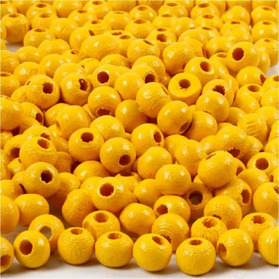 Produktbild von Holzperlen, D 5 mm, Lochgröße 1,5 mm, Gelb, 6g/ 1 Pck [HOB-570393]