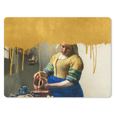 Produktbild von MuchoWow® Mauspad Mousepad Vermeer - Gold - Milchmädchen 23x19 cm - Mousepads - Maus Mat - Pad - Mausunterlage - Schreibtischunterlage - Mauspad