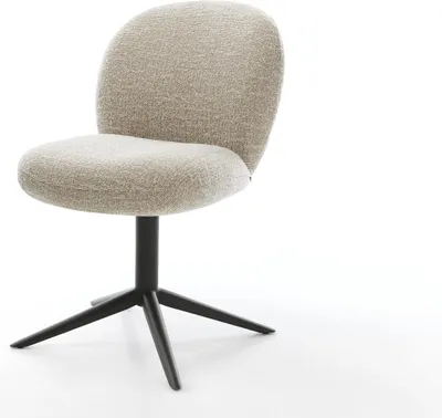 Immagine prodotto di DELIFE sedia girevole Nube-Flex tessuto morbido beige base nera girevole a 360° funzione dondolo nucleo a molle tascabili