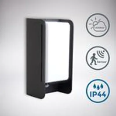 Obrázek produktu pro B.K.Licht venkovní nástěnné svítidlo černé IP44 max. 12W E27 bez žárovky Světelné štěrbiny Up&Down se senzorem